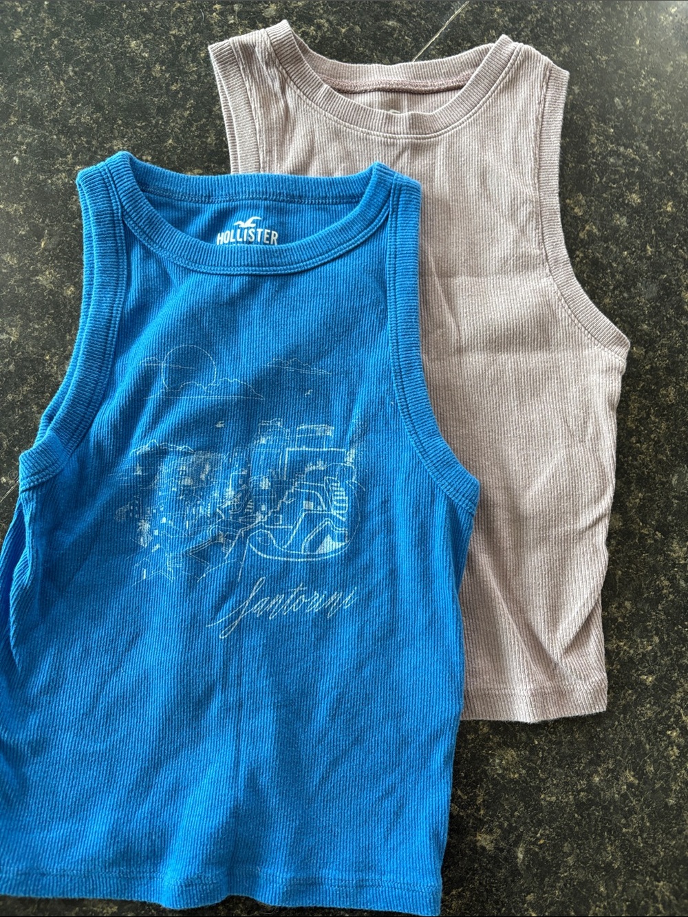 Hollister Blue & Taupe Ribbed Kids Tank Tops - 2-Pack